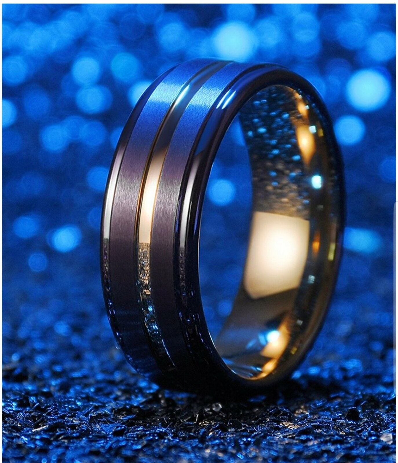 Jewelry 8mm Men\'s Tungsten Engagement Band Ring Brown Brushed Rose Gold