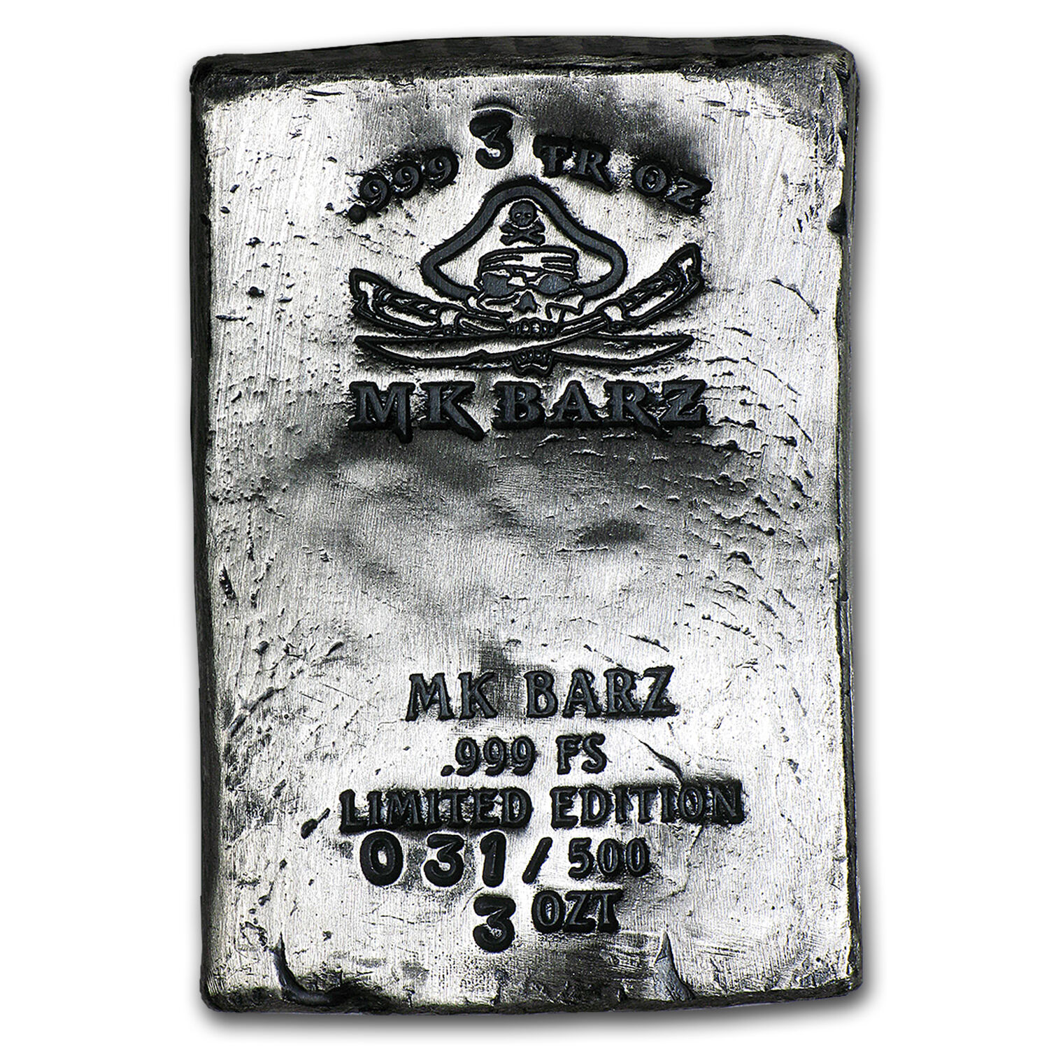 3 oz Silver Bar - Pirate Skull (Limited Edition, Type 2)