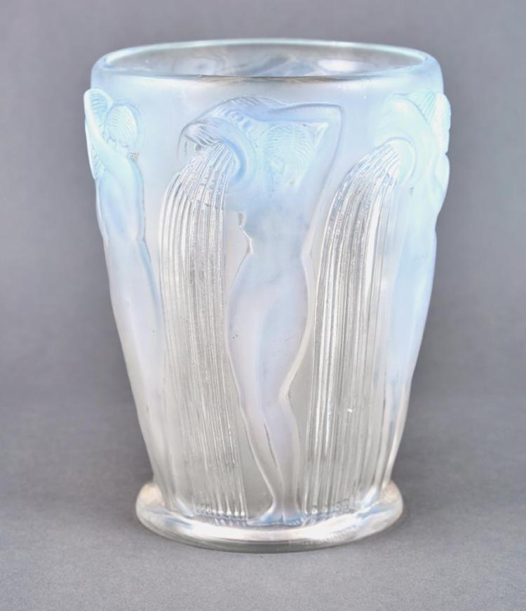 R. Lalique Molded Opalescent Glass Danaïdes Vase Lot 245