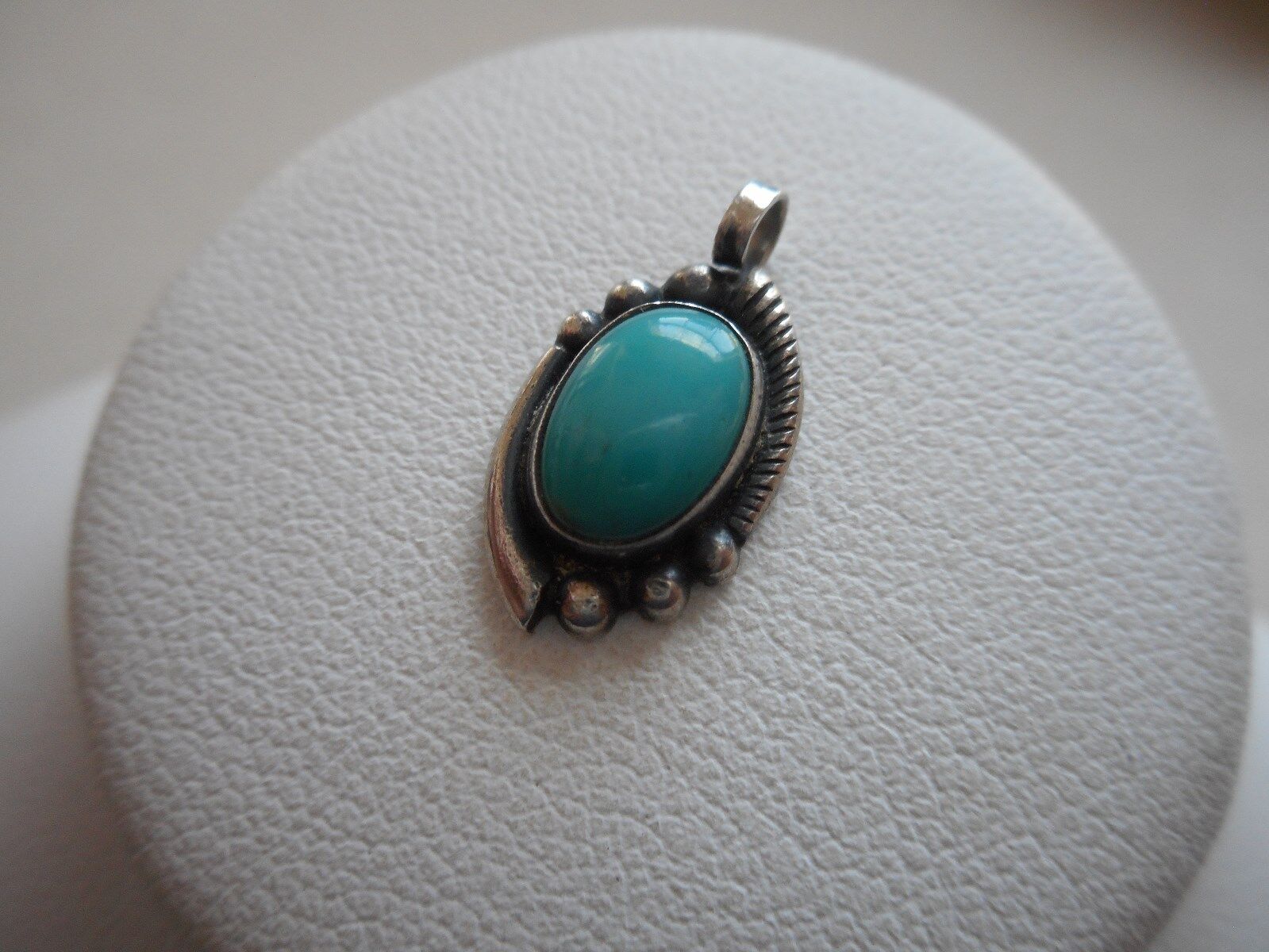 Vintage Sterling Silver Southwest Bell\'s Trading Post Turquoise Pendant  RE29