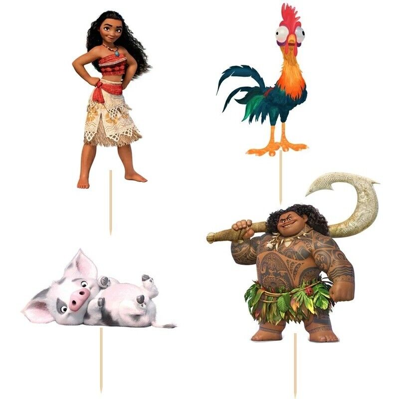 24 Pcs, Moana Cupcake Toppers Kids Birthday Party Supplies.