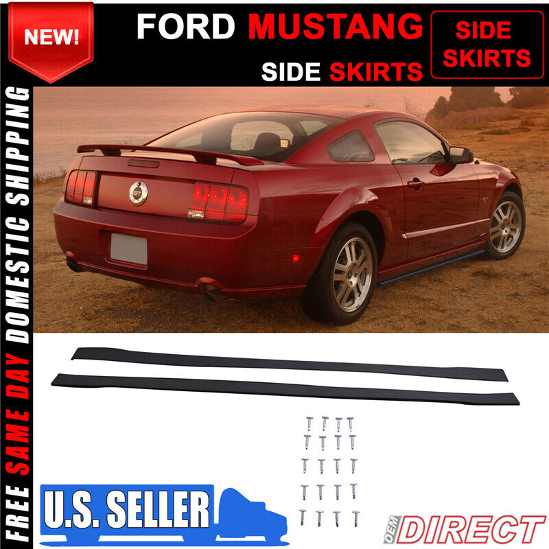 Fits 05-09 Ford Mustang Carbon Textured Side Skirts Rocker Pannel Extensions PP