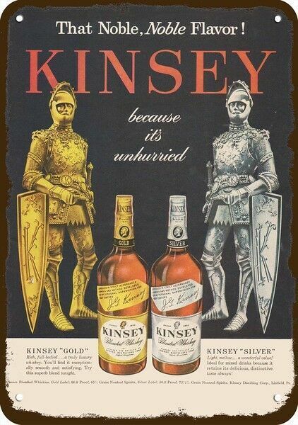 1948 KINSEY WHISKY Coat of Arms Vintage-Look ***DECORATIVE REPLICA METAL SIGN***