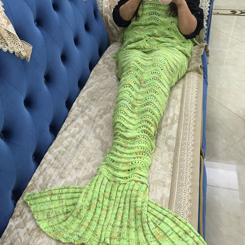 Mermaid Tail Blanket For Kids Teens Adults Handmade Wave Sleeping Bag Wrap Gifts