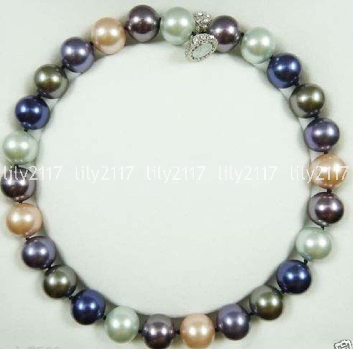 Rare Huge 14mm Real Multi-color Round South Sea Shell Pearl Necklace 18\'\'