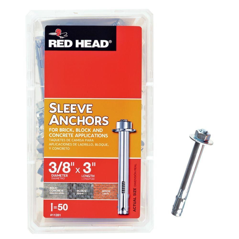 Red Head  3/8 in. x 3 in. Zinc-Plated Steel Hex Head Sleeve Anchors (35-Pack)