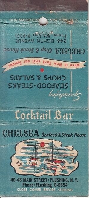 Chelsea Chop & Steak House 248 8th Ave Manhattan Flushing NYC Matchcover