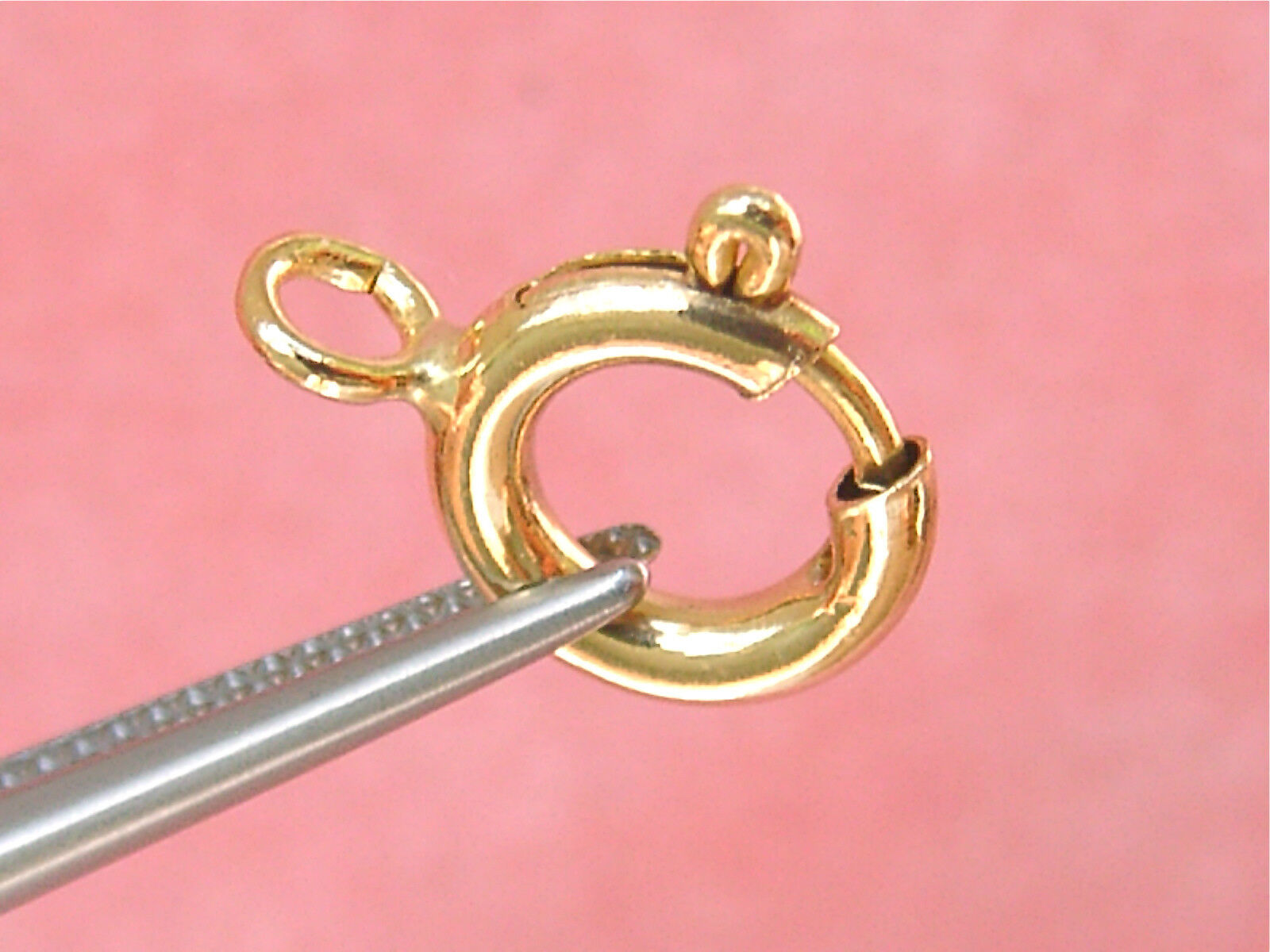 SOLID 14K YELLOW GOLD 10 mm SPRING RING NECKLACE CLASP with OPEN JUMP RING