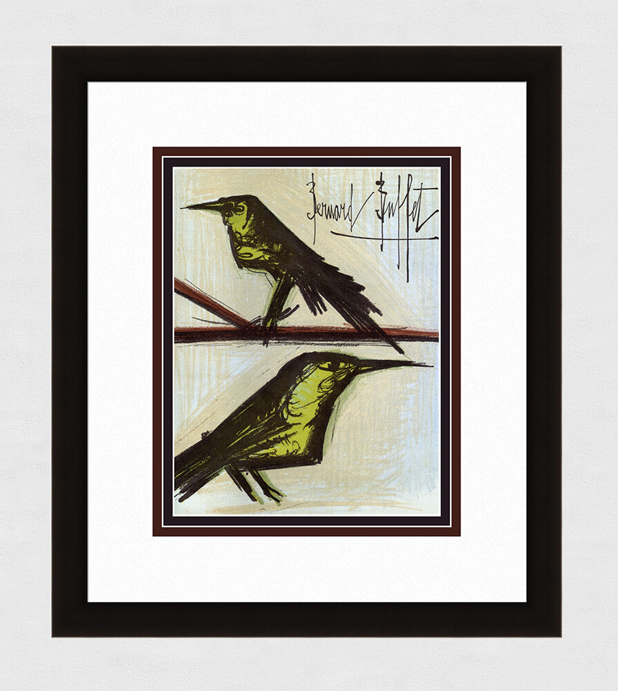 ORIGINAL Bernard BUFFET 1967 Color Lithograph Sweet Love Birds SIGNED Framed COA