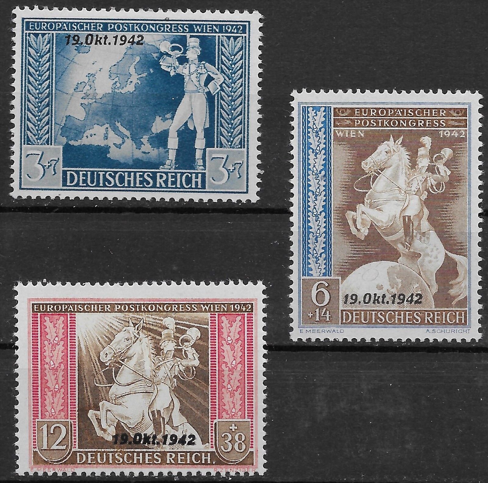 Germany Third Reich 1942 Mi# 823-825 MNH European Postal Union Agreement **