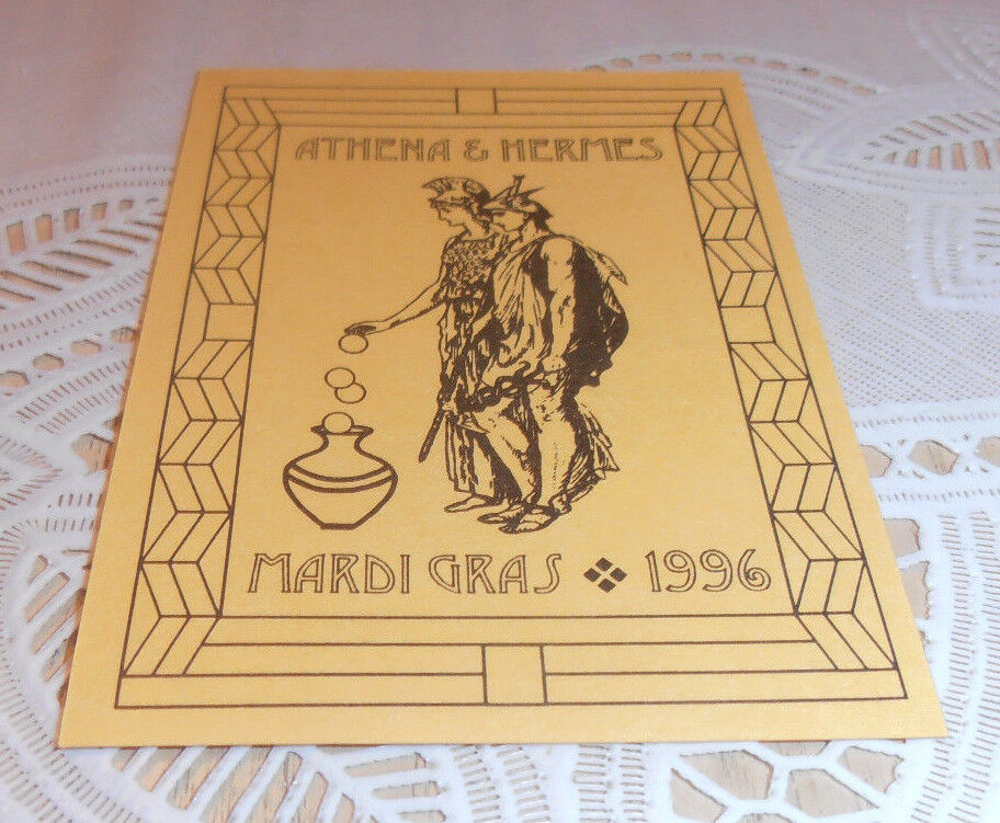 RARE 1996 KREWE OF ATHENTA & HERMES MARDI GRAS CARD VINTAGE NEW ORLEANS