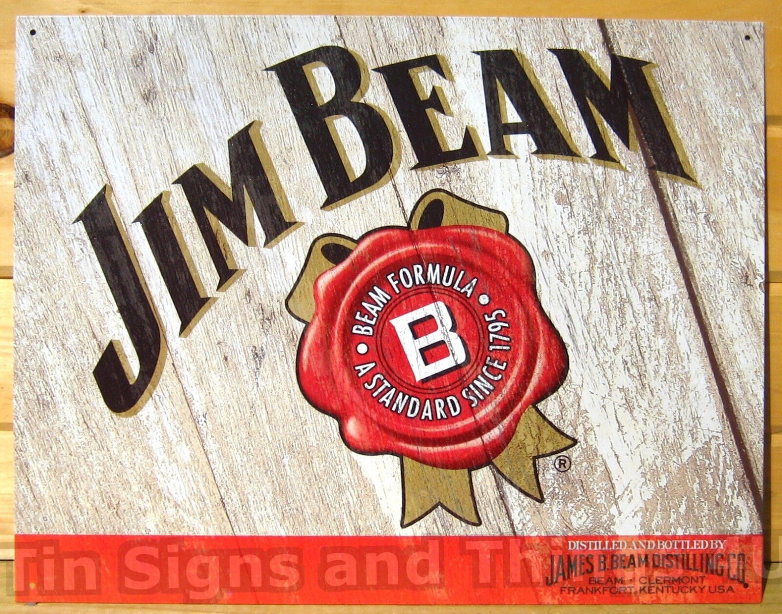 Jim Beam Whiskey logo TIN SIGN vtg bar pub metal poster wall art decor 1652 -A