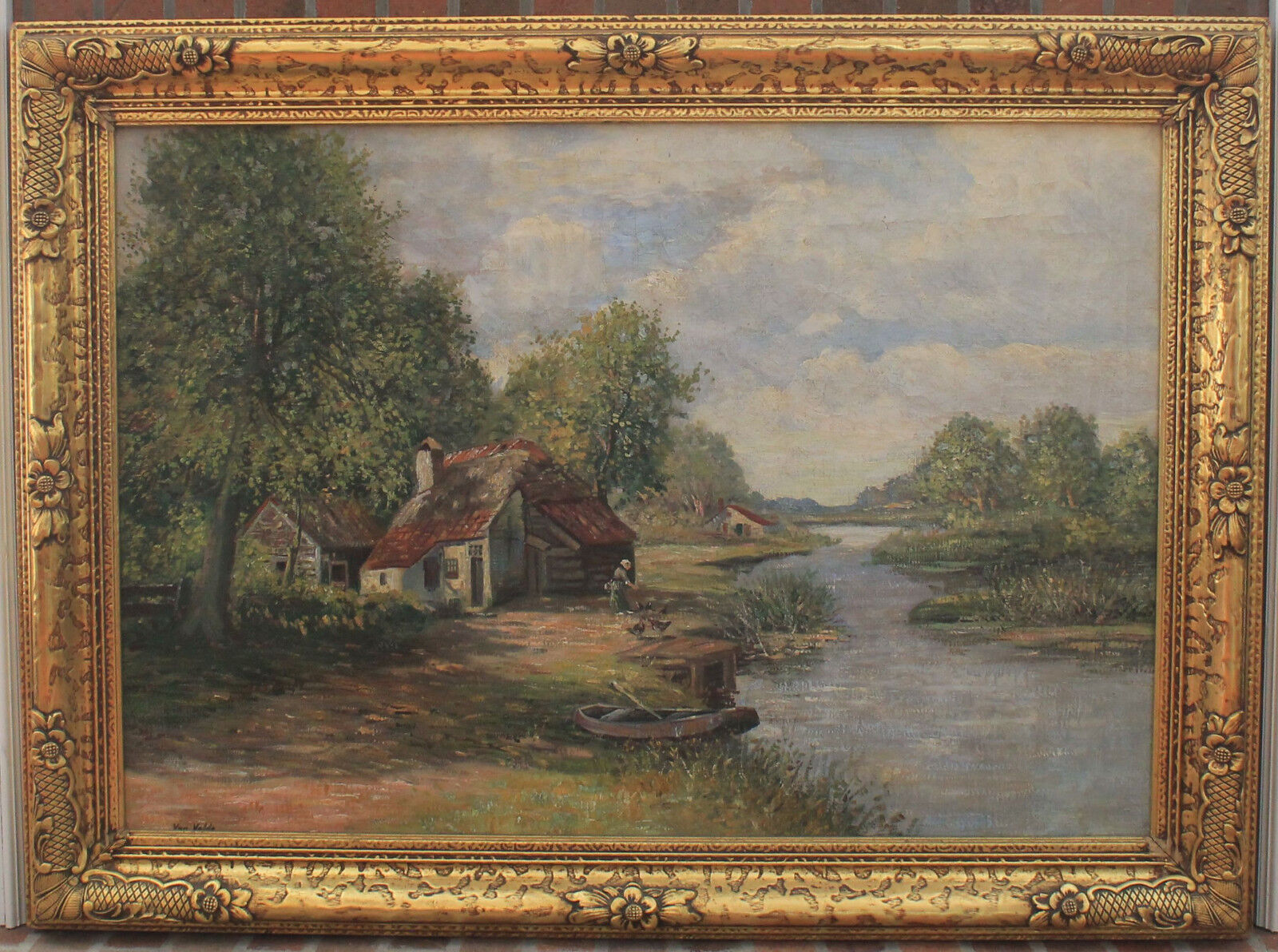Van Velde Signed Oil on Canvas - Late 19th/Early 20th Century in Ornate Frame  