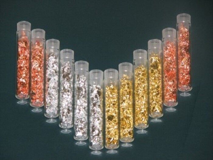 (18) Vials of Silver-Gold-Copper Flakes