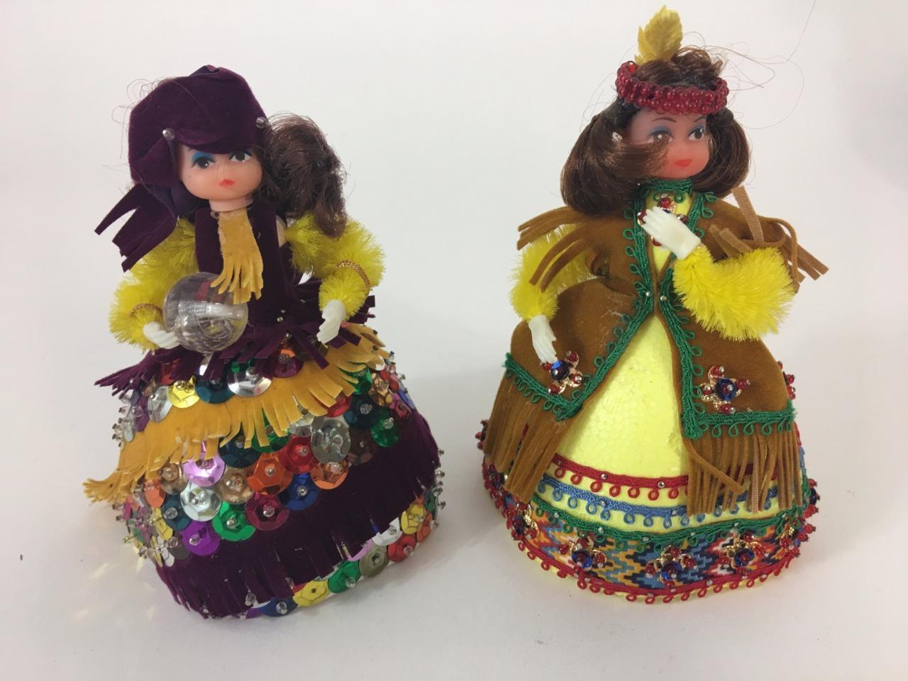 Lil Missy Beaded Doll Vtg Walco Lot 2 Pocahontas 13343 Gypsy 13363 1974 Craft