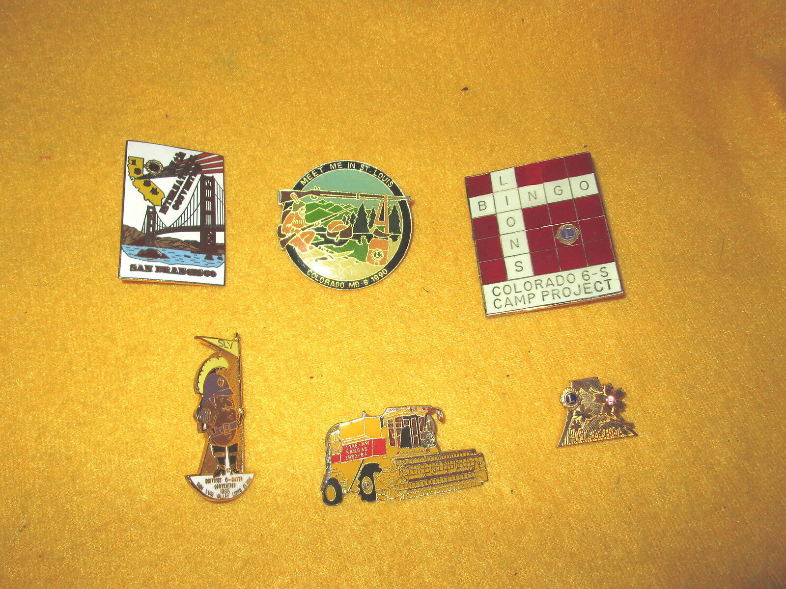 6 Vintage Lions Club Hat Pins Various States Excellent Condition