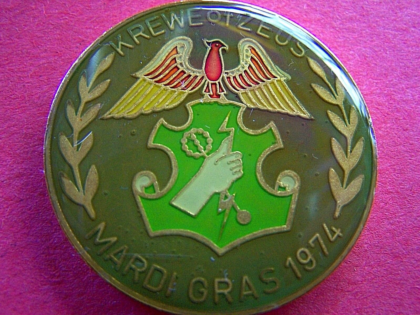 1974 Zeus Drachma Multi-Color Mardi Gras Doubloon-Drab Green, White Hand Reverse