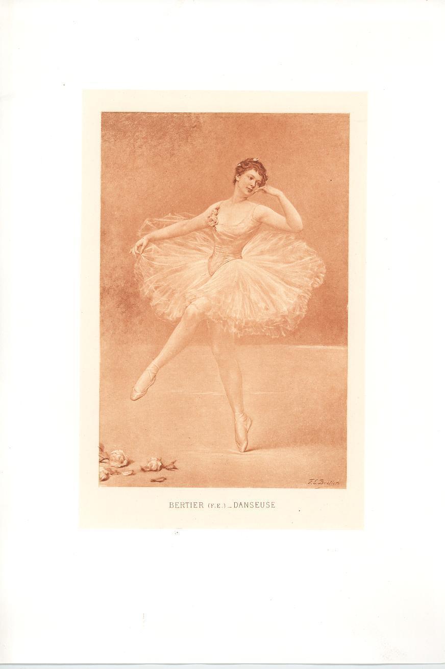 ANTIQUE BALLERINA BALLET SLIPPERS GOSSAMER COSTUME ROSES DANCING GORGEOUS PRINT