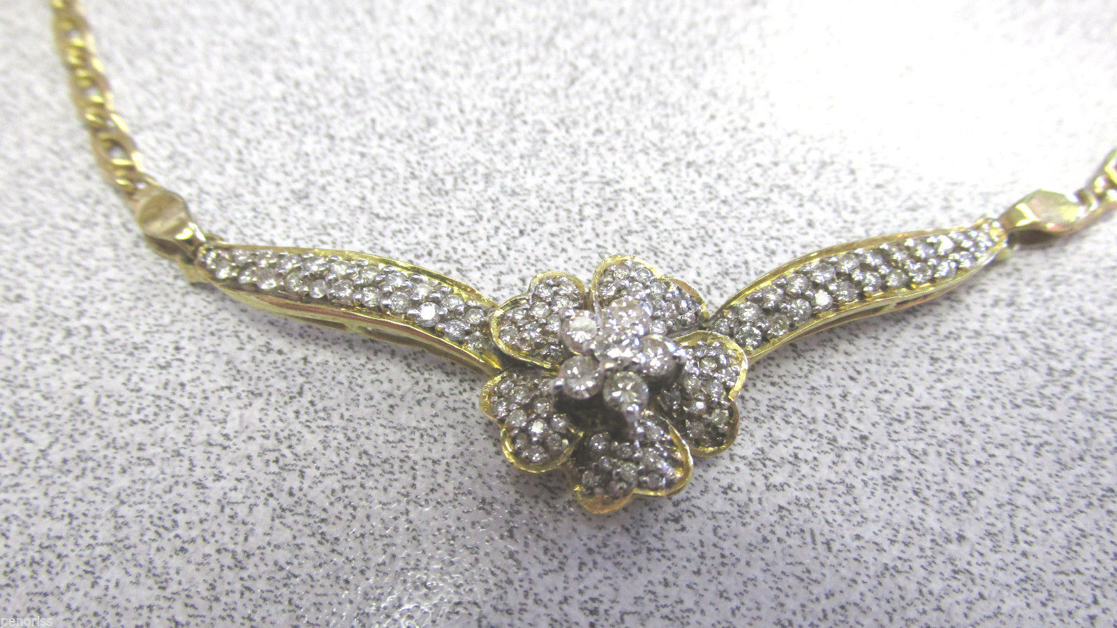 Beautiful Estate Diamond Necklace 15-1/2 inch Petite 14k Gold 1.50ctw No Reserve