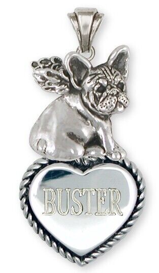 French Bulldog Angel Personalized Pendant Handmade Sterling Silver Dog Jewelry F