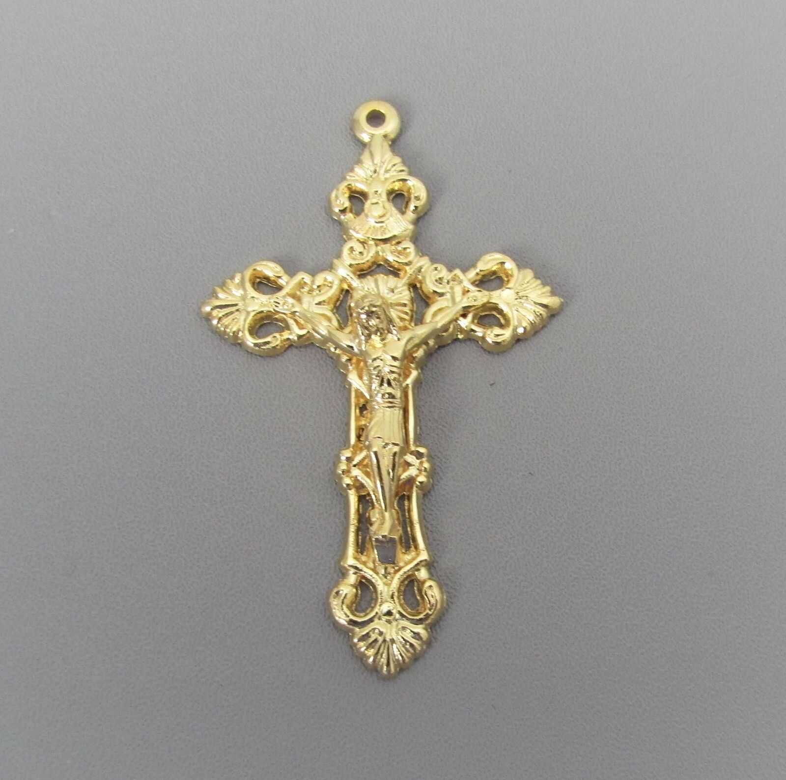 FILIGREE Large Crucifix Cross Rosary ITALY Rosaries Parts C106 finish Gold