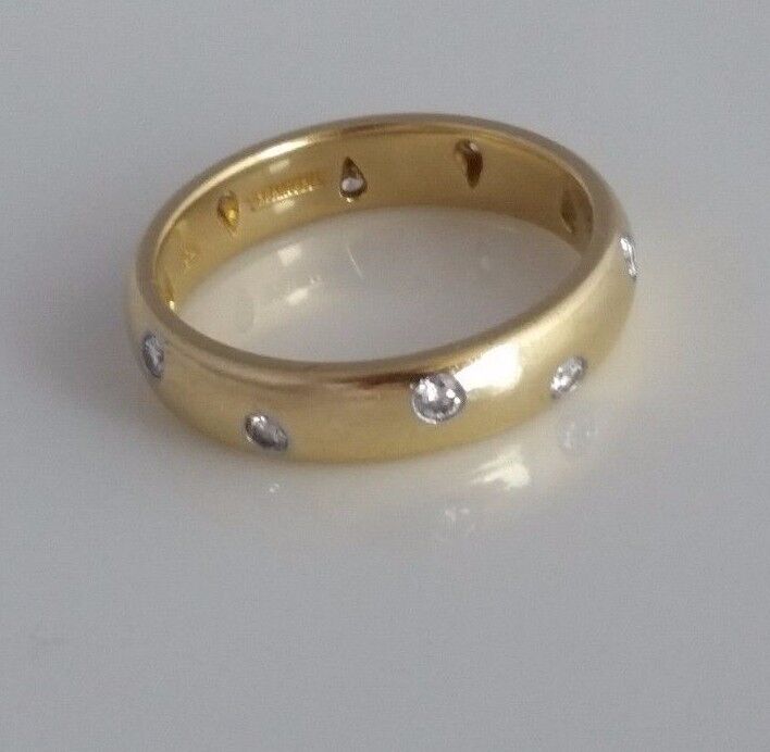 Tiffany & Co 18K Gold  & Platinum Band 0.30 ct Round Diamonds Wedding Ring