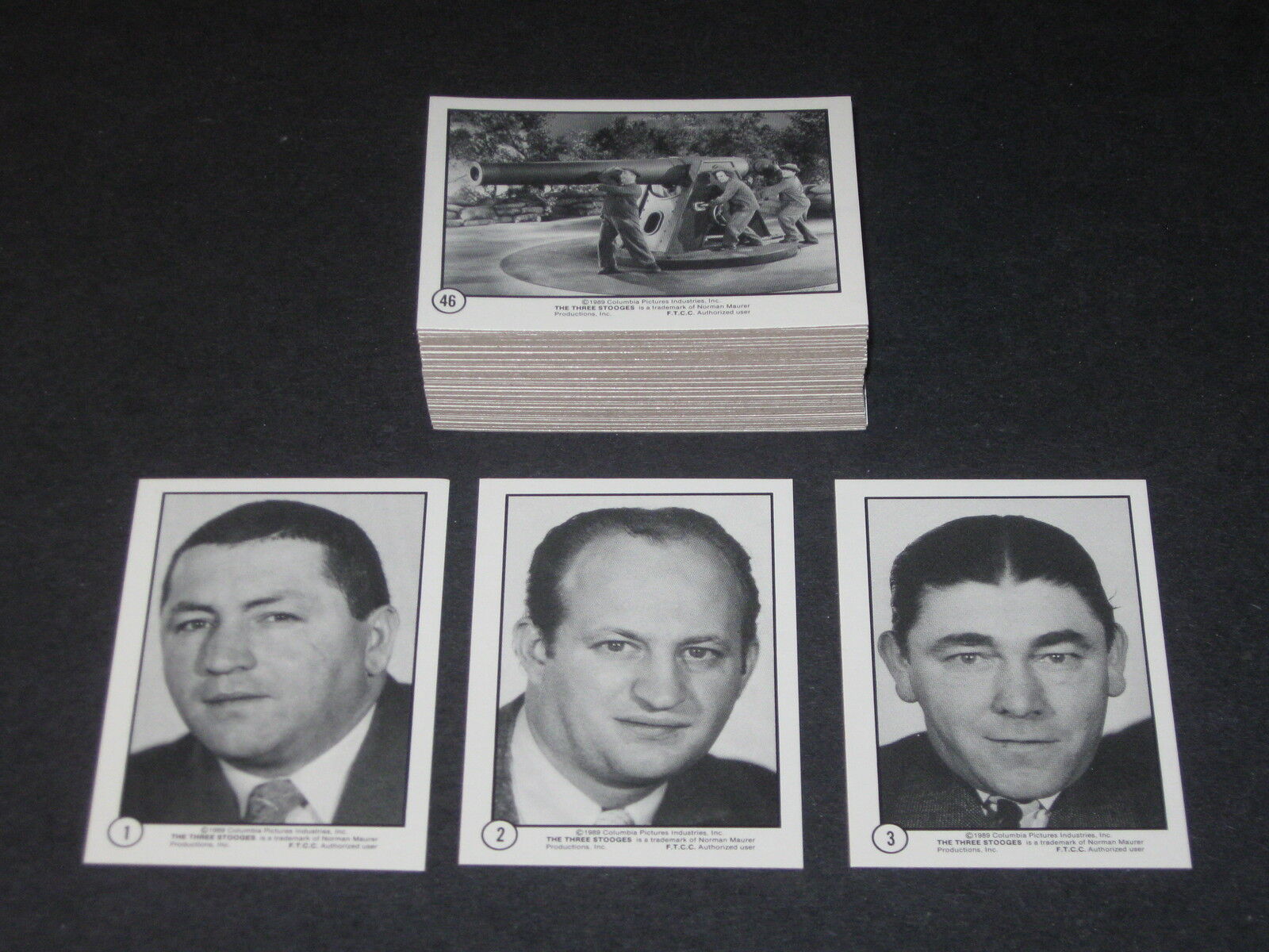 1989 THE THREE 3 STOOGES RED PUZZLE BACK 1950\'s 1960\'s TV COMPLETE 60 CARD SET 