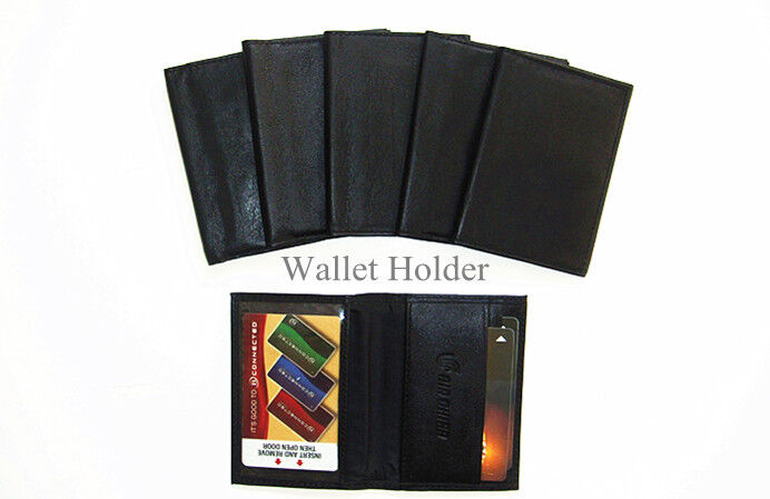 Genuine Leather Men's Fold Thin Wallet ID Credit Card Holder Black 