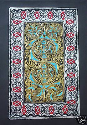  CELTIC SCROLL,HISTORIC hand crafted Brass Rubbing from Book of Durrow, 7thC