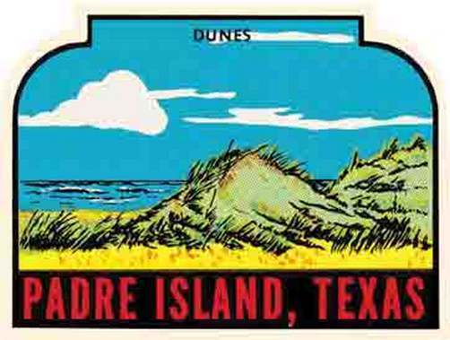 Padre Island, TX  Texas Dunes Vintage-Looking Travel Decal/Luggage Label/Sticker