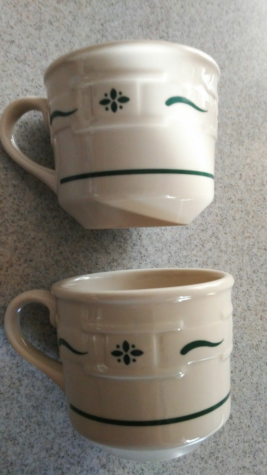 Longaberger Pottery lot of 2 Woven Traditions Green 8 oz mugs cups NEW