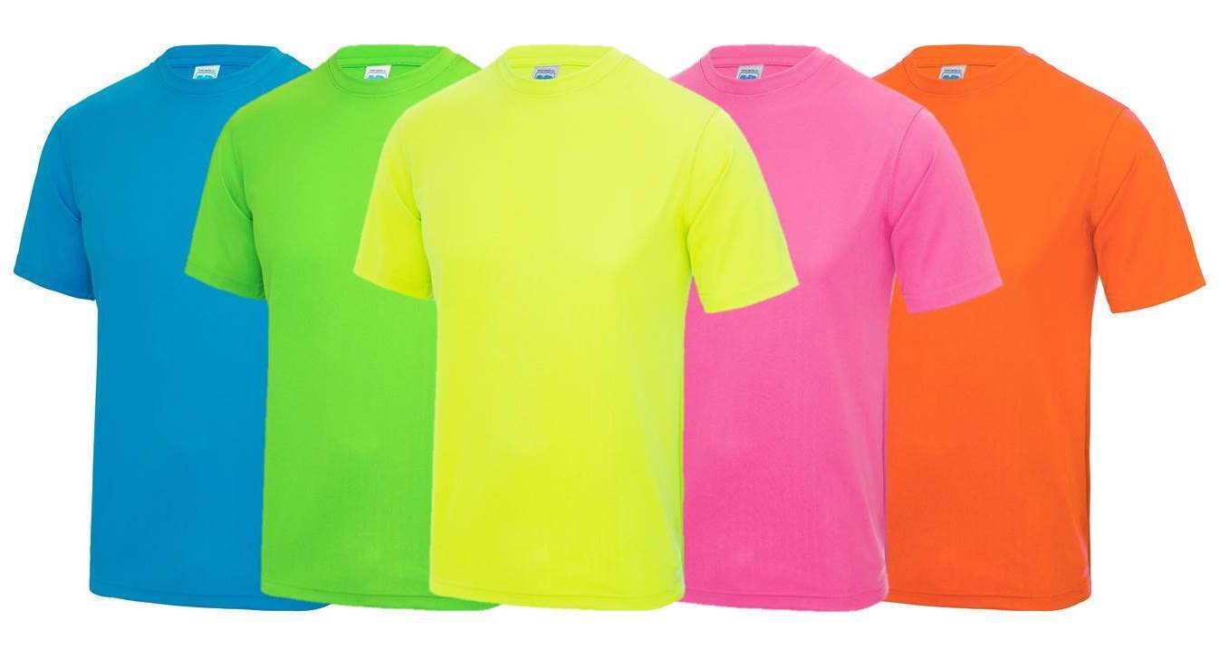 Mens Cool Sports T-Shirt S-2XL Workout Gym Exercise Fitness Neon Fluorescent Top