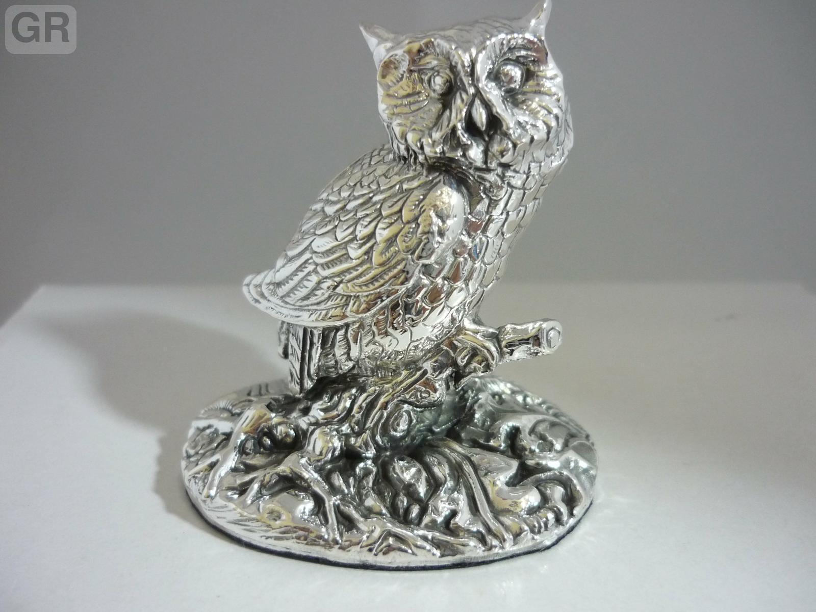 Stunning Hallmarked Sterling Silver Owl Statue Brand new