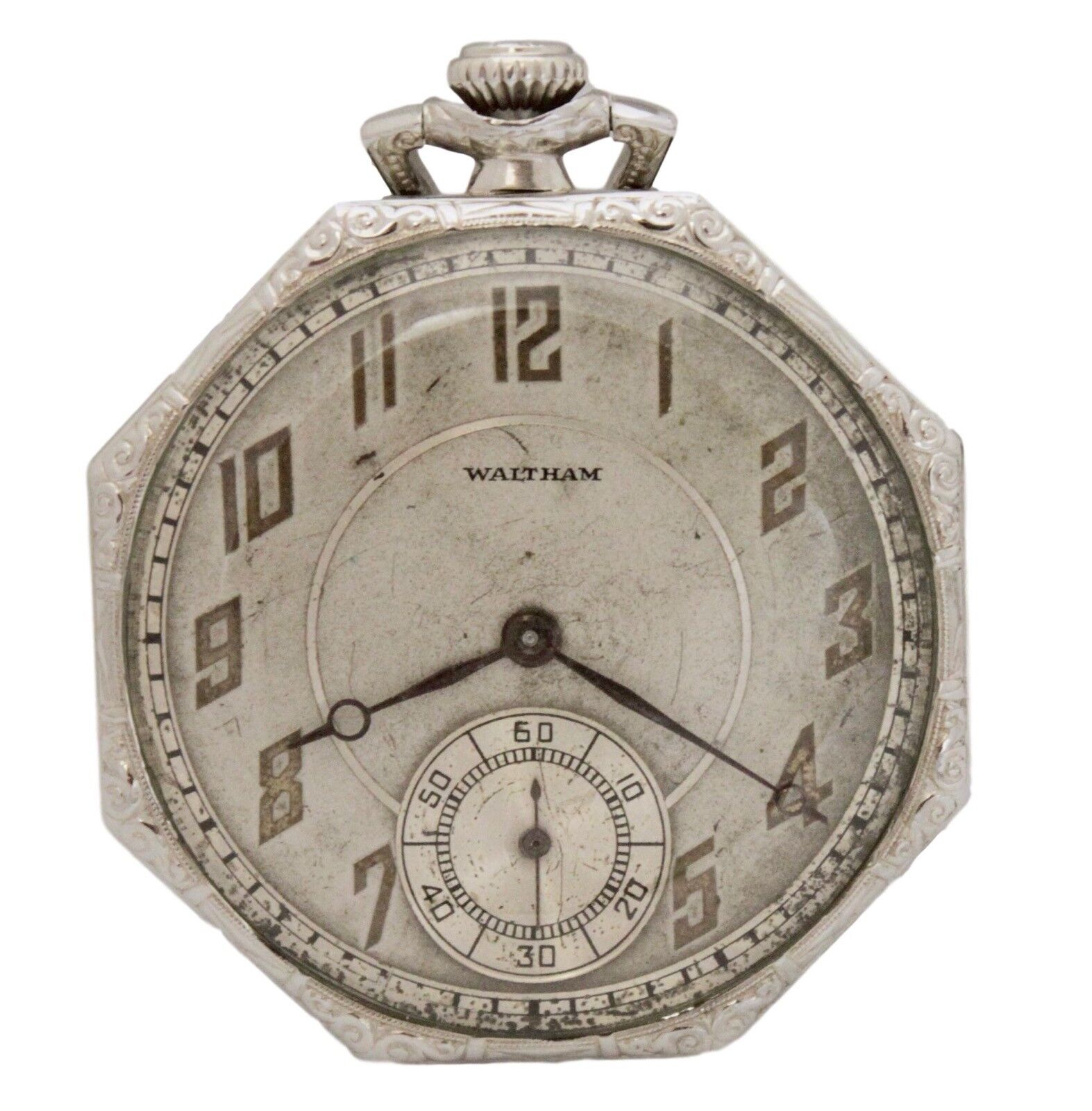 Waltham 14K White Gold Hand-Winding Colonial Circa 1924 USA Pocket-Watch