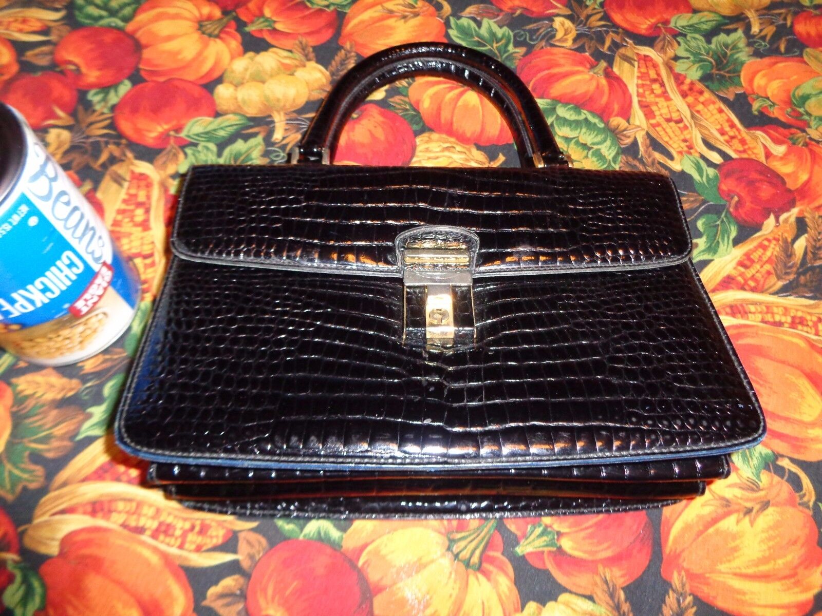 VINTAGE COBLENTZ SYNTHETIC ALLIGATOR AND LEATHER HANDBAG PREOWNED / USED 