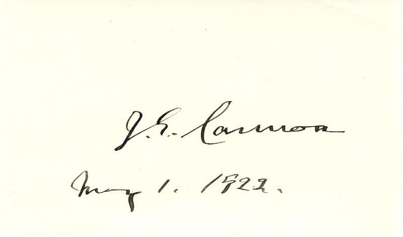 JOSEPH G. CANNON - SIGNATURE(S) 05/01/1922