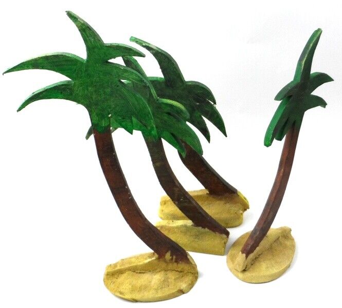Nancy\'s Things lot of 4 Wooden Palm Trees for NATIVITY Set Vintage 12\