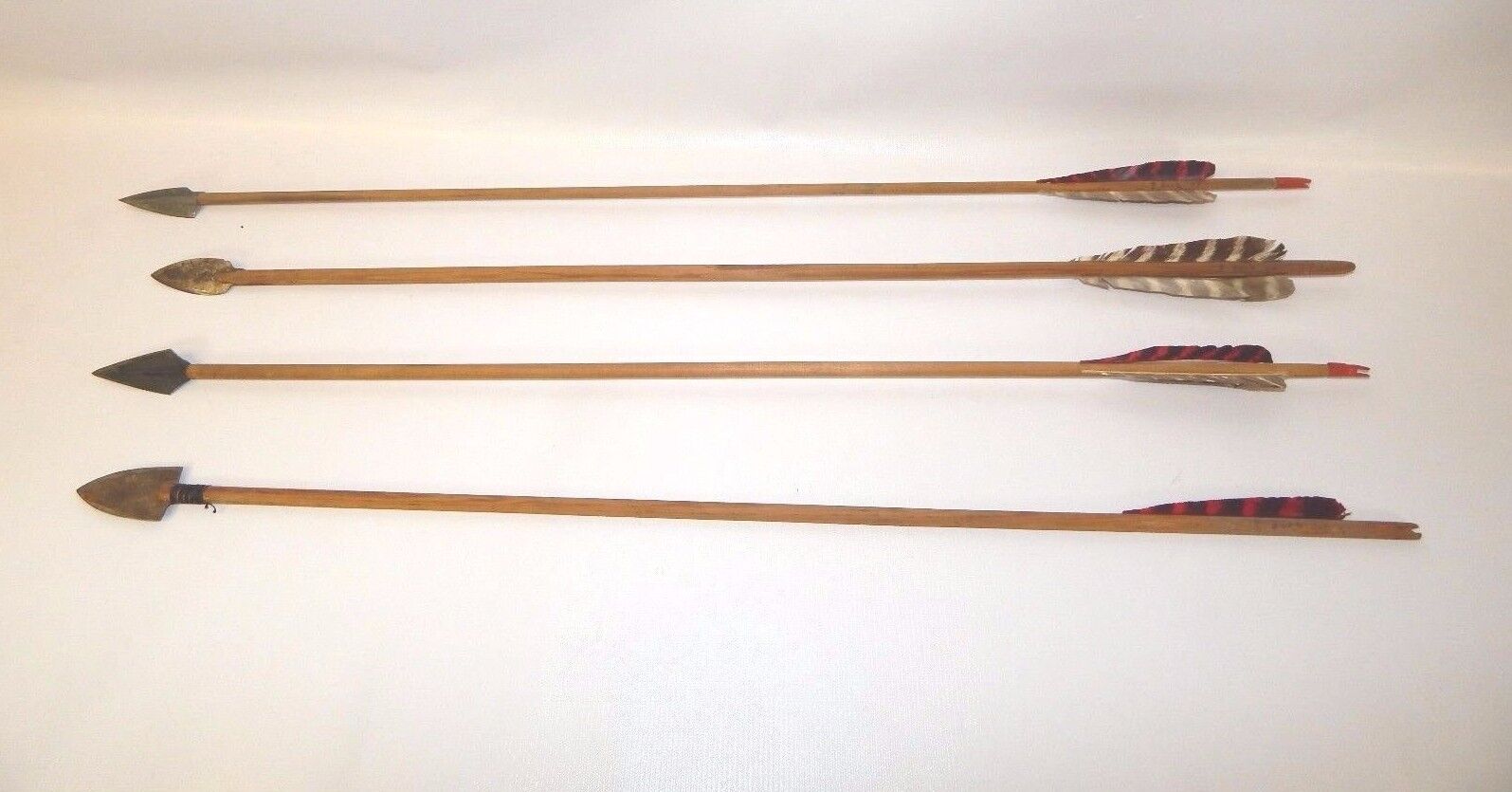 4 Early 1930's Fred Bear Prototype Signed Arrows Archery Recurve Hunting RARE