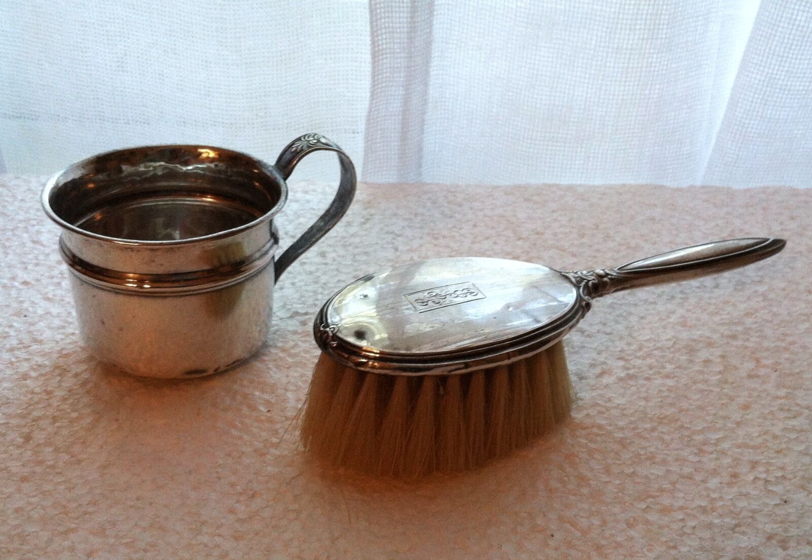 Sterling Silver Child’s Hairbrush and Cup Webster Company Reed & Barton