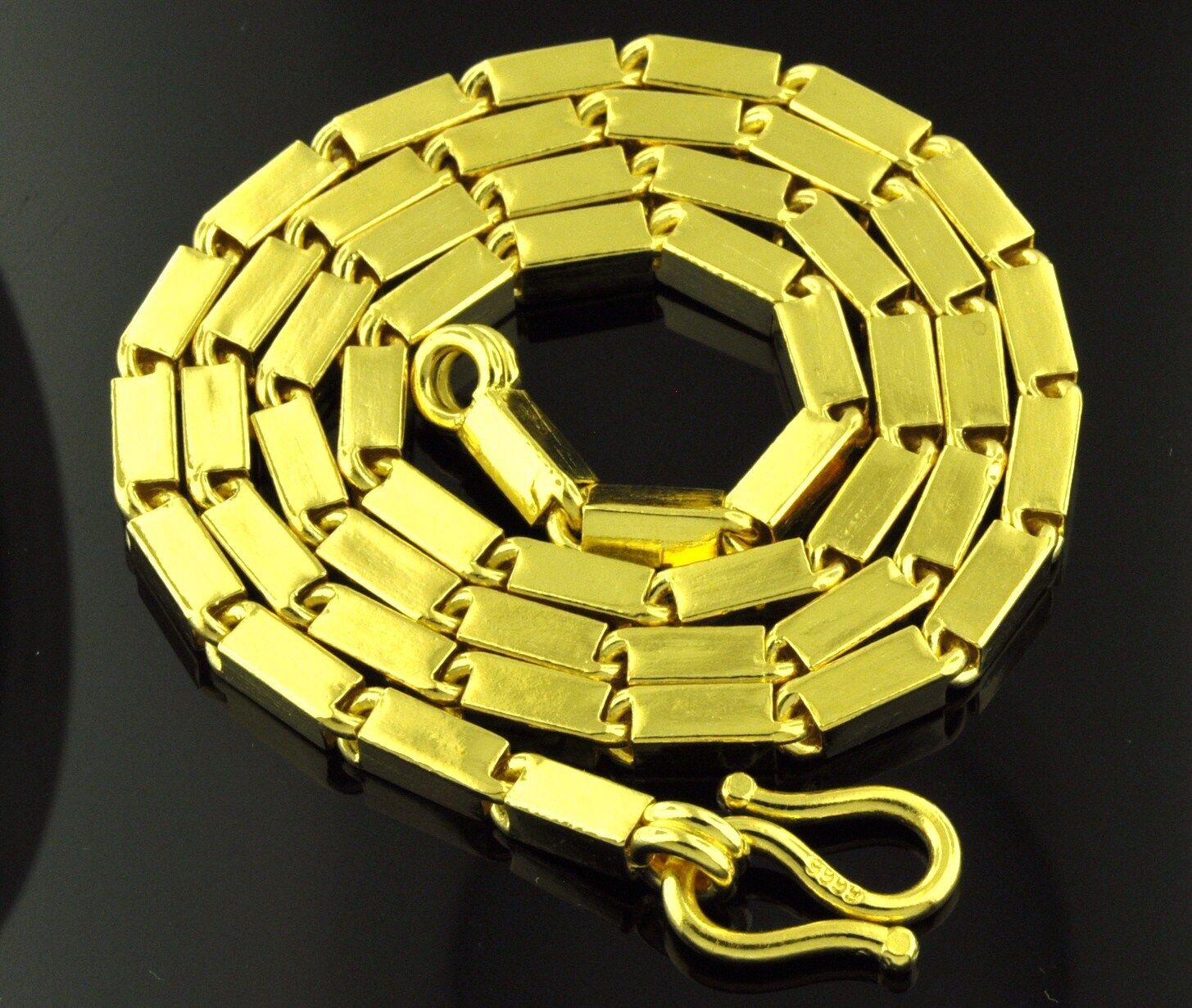 9999 24K yellow gold box baht chain necklace handmade  20 inches 46.00 grams 