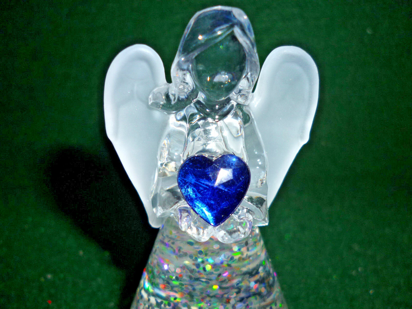 Hallmark Gift Bag Angel with Blue Heart Lighted Snow Globe Swirling Glitter NEW