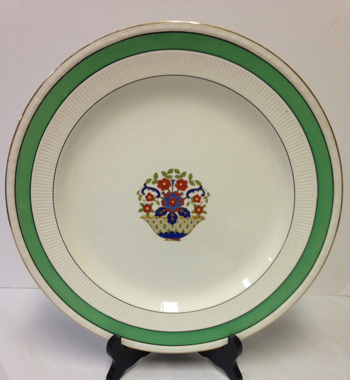 Vintage Myott Son & Co England Large Platter Floral Plate Dish Gold Rim 13 1/4\