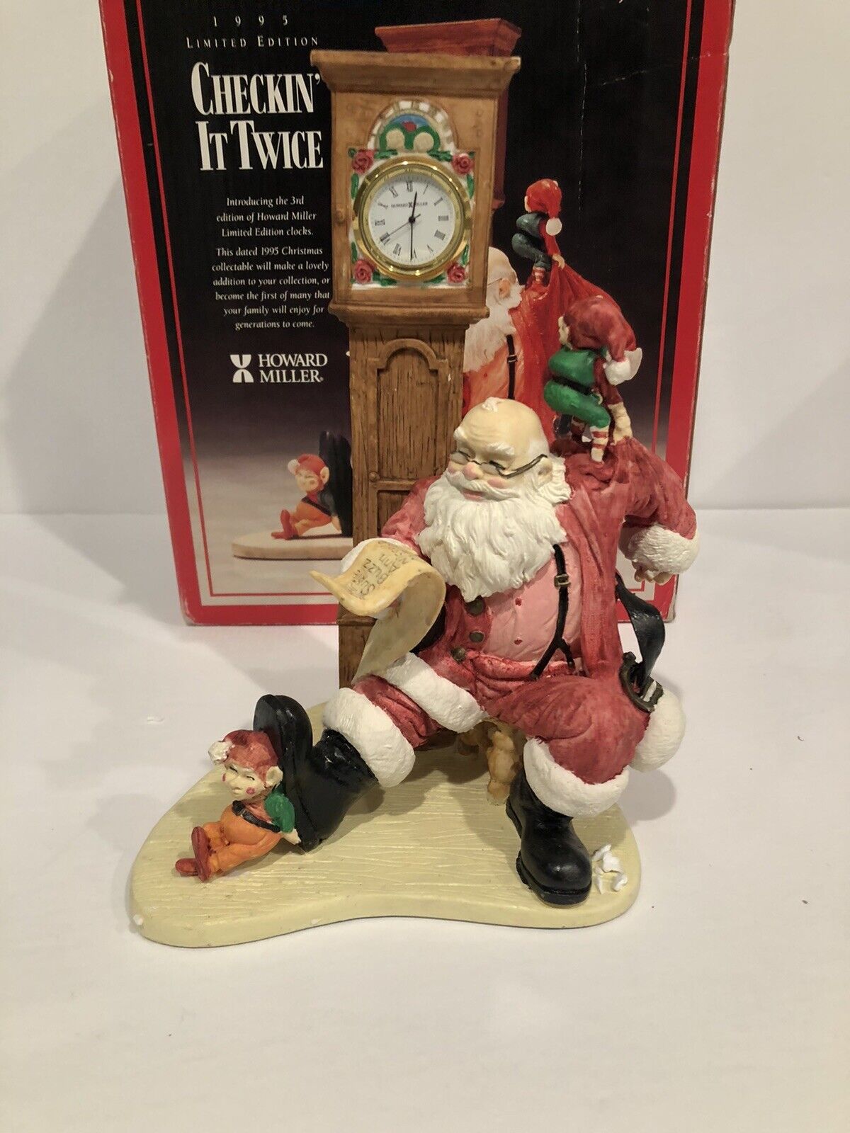 1995 Howard Miller Santa Clock Figurine Christmas Limited Edition in Box