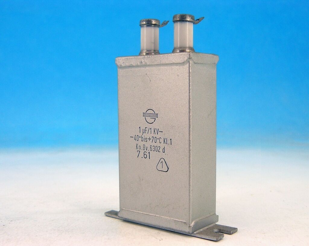 2x Vintage RFT GERMANY PIO   Capacitor Paper end oil  1uF 1kV 1000V \\ NOS