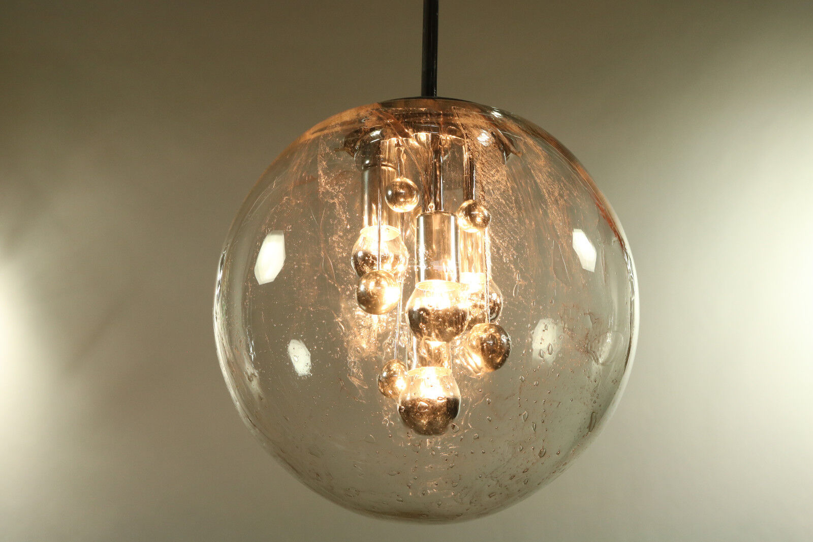 Planet Doria Chandelier XL Glass Ball ∅ 16\'\' Pendant Lamp Vintage 1960\'s - 70\'s