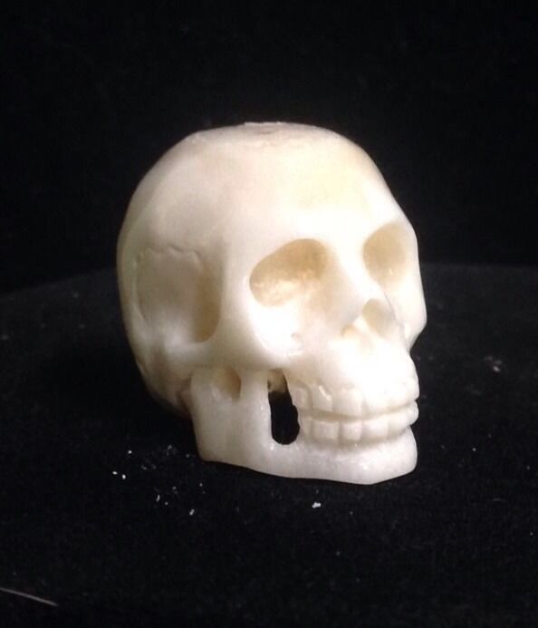 Skull Bead Anatomical Natural Water Buffalo Bone 22x26x25mm Hand-Carved 1 Piece