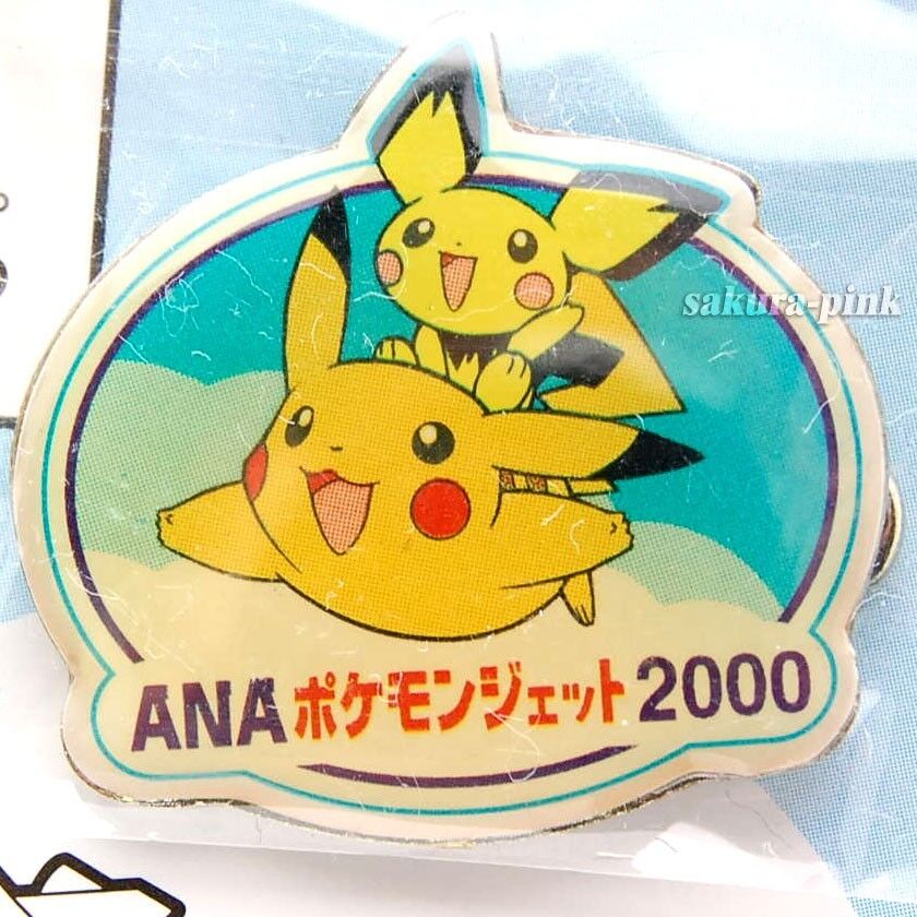 Pichu & Pikachu ANA’s Cabin attendant Badge model 2000 Pokemon Jet Promo Japan