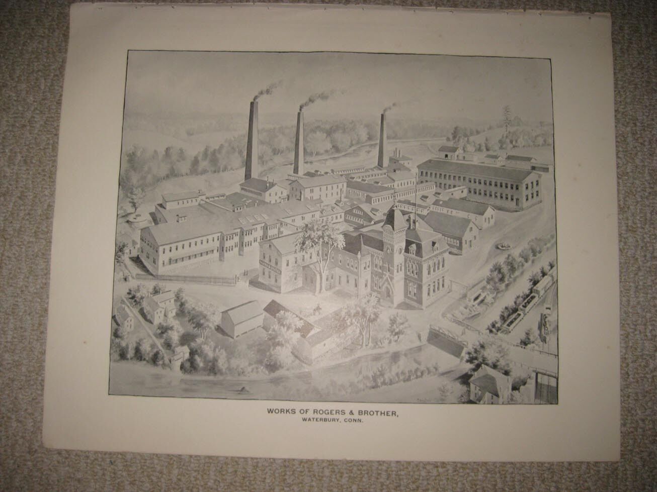 ANTIQUE 1893 ROGERS AND BROTHERS BRO SILVER FACTORY WATERBURY CONNECTICUT PRINT