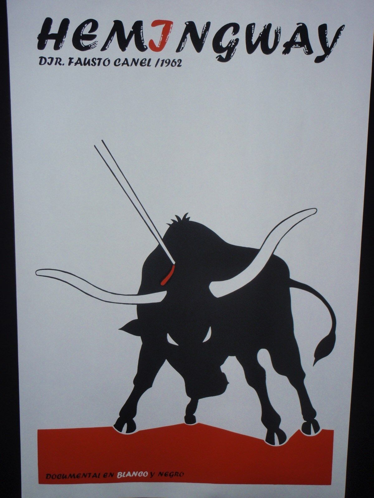 HEMINGWAY / Cuban Silkscreen Movie Poster / Havana CUBA Art / Spain Bullfighting