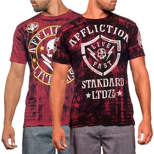 Affliction Divio Shockwave Mens Reversible T-Shirt Size L New SHIPS FREE
